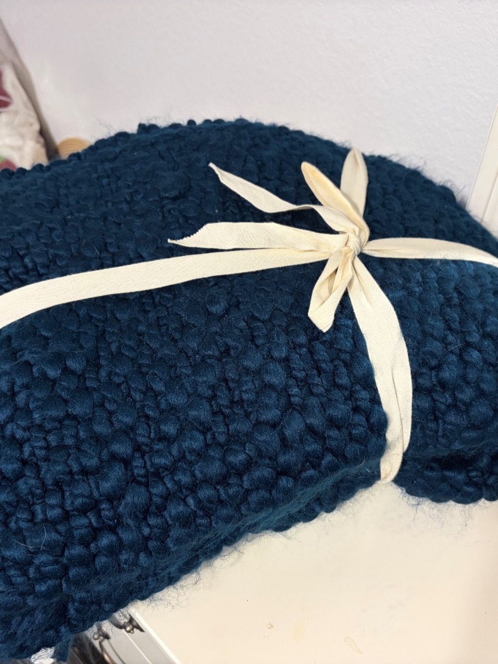 BURROW Navy Knit Throw Blanket